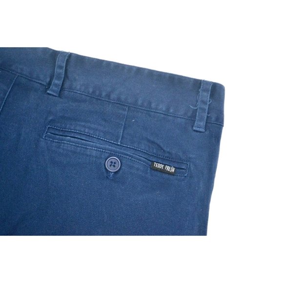 TEDDY FRESH Men's Flat Front Khaki / Chino Cropped Pants SIZE 34/25 Navy Blue - Picture 5 of 9